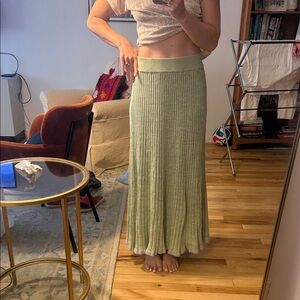 Anna Quan Ribbed Maxi Skirt in Sage Green